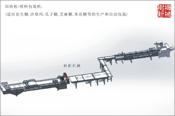 切塊機(jī)+理料包裝流水線(xiàn)(沙琪瑪，花生糖，米花糖，沙琪瑪?shù)纳a(chǎn)到包裝全線(xiàn)自動(dòng)）